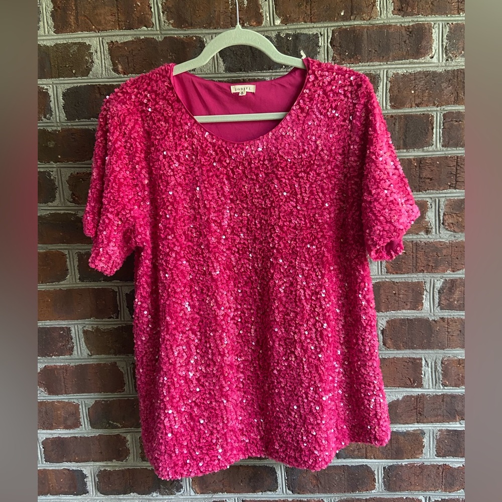 Women’s Pink Sequined Top by Jodifl. Size Medium